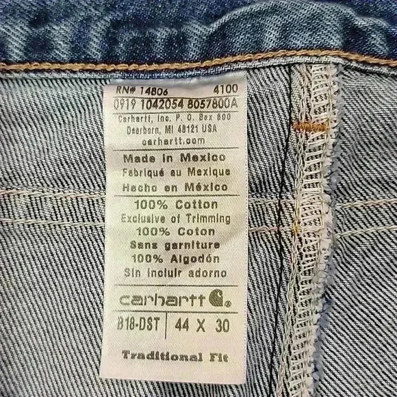 Carhartt B18-DST Blue Denim Jeans 44X30 - Picture 3 of 7